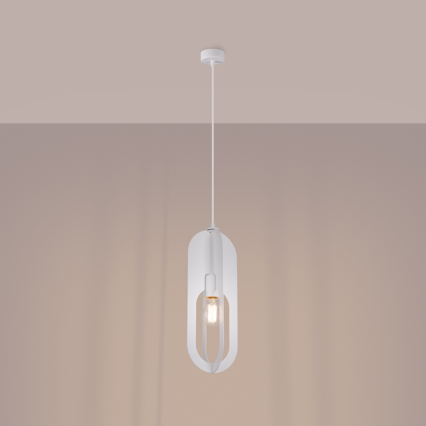 Candeeiro suspenso NICUS 1xE27/15W/230V branco