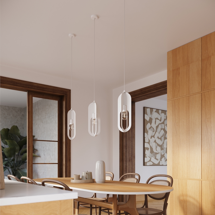 Candeeiro suspenso NICUS 1xE27/15W/230V branco
