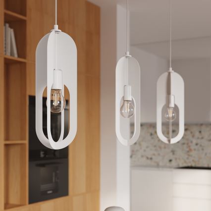 Candeeiro suspenso NICUS 1xE27/15W/230V branco