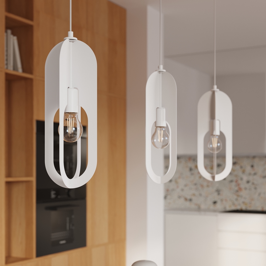 Candeeiro suspenso NICUS 1xE27/15W/230V branco