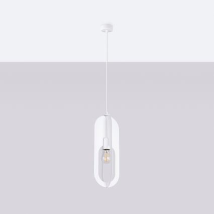 Candeeiro suspenso NICUS 1xE27/15W/230V branco