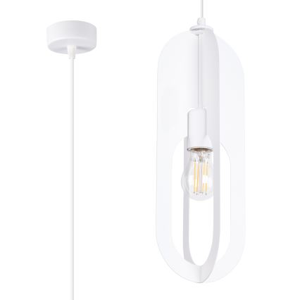 Candeeiro suspenso NICUS 1xE27/15W/230V branco