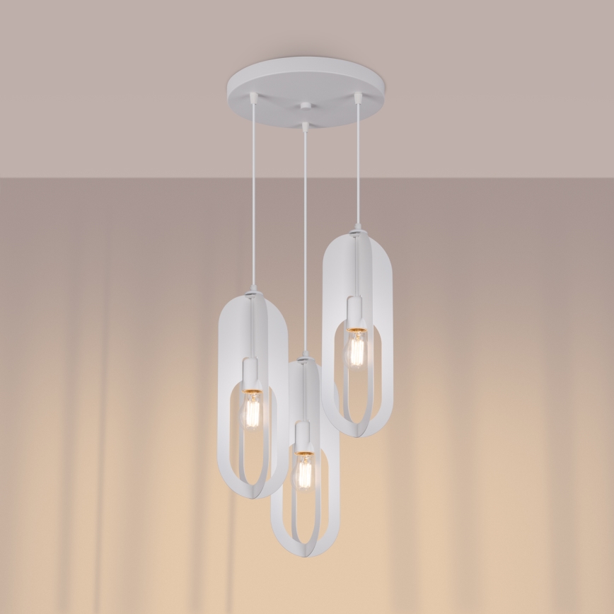 Candeeiro suspenso NICUS 3xE27/15W/230V branco