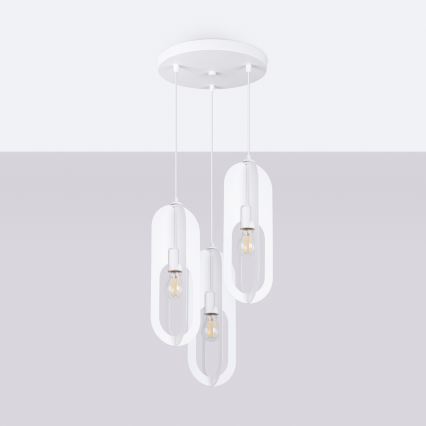 Candeeiro suspenso NICUS 3xE27/15W/230V branco