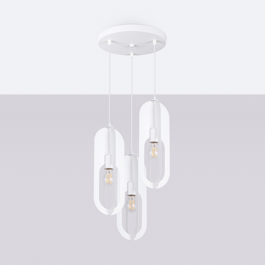 Candeeiro suspenso NICUS 3xE27/15W/230V branco