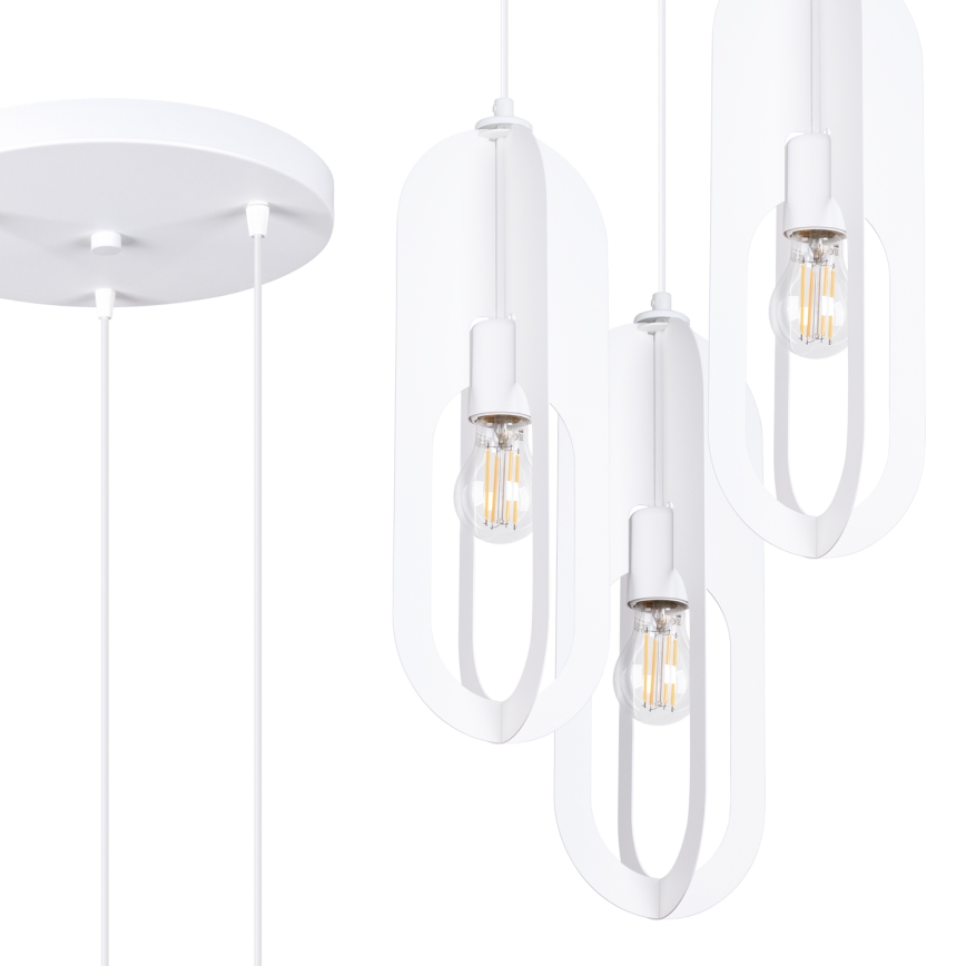 Candeeiro suspenso NICUS 3xE27/15W/230V branco