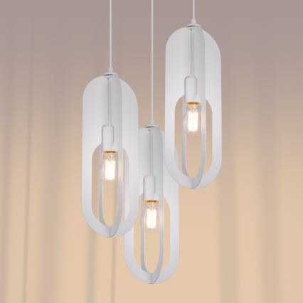 Candeeiro suspenso NICUS 3xE27/15W/230V branco