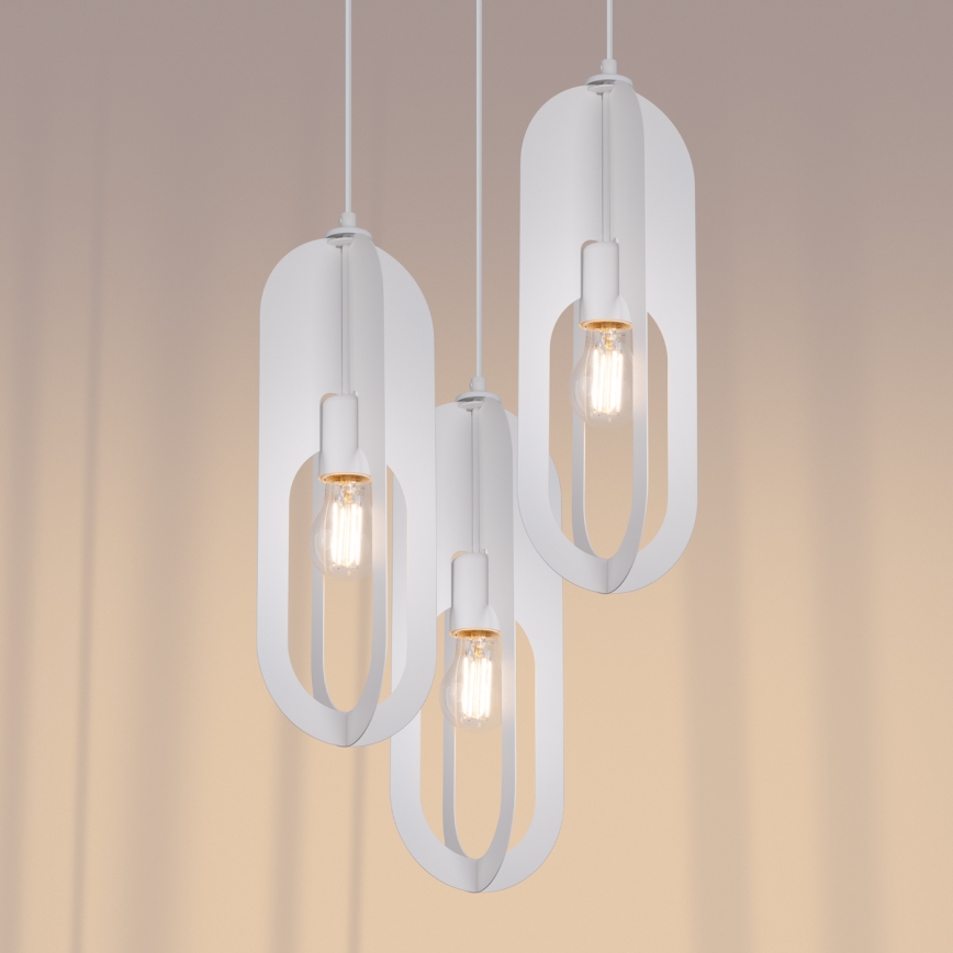 Candeeiro suspenso NICUS 3xE27/15W/230V branco