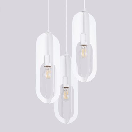 Candeeiro suspenso NICUS 3xE27/15W/230V branco