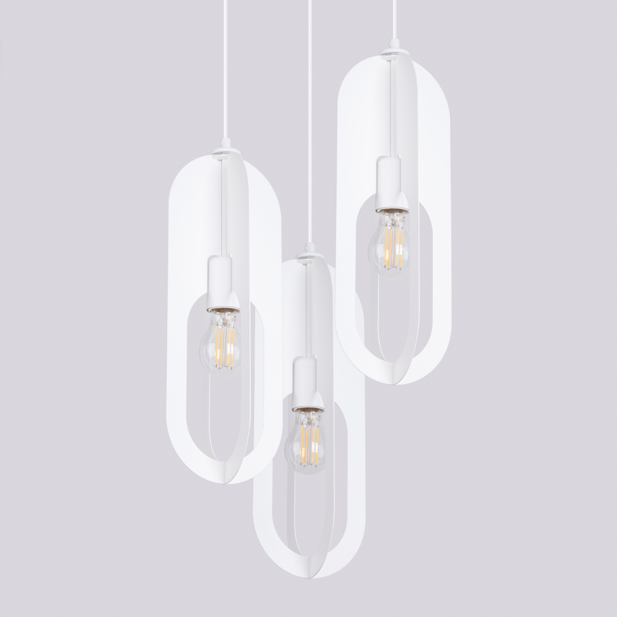 Candeeiro suspenso NICUS 3xE27/15W/230V branco