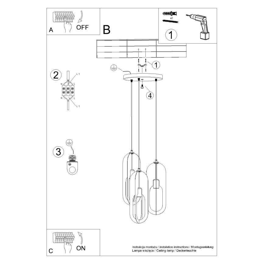 Candeeiro suspenso NICUS 3xE27/15W/230V branco