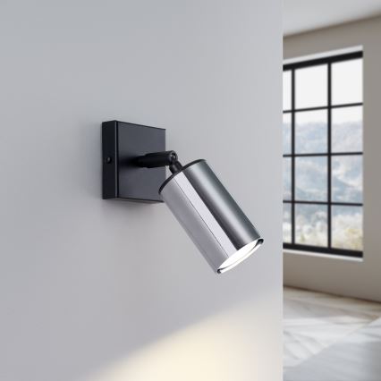 Foco de parede WINX 1xGU10/10W/230V preto/cromado brilhante