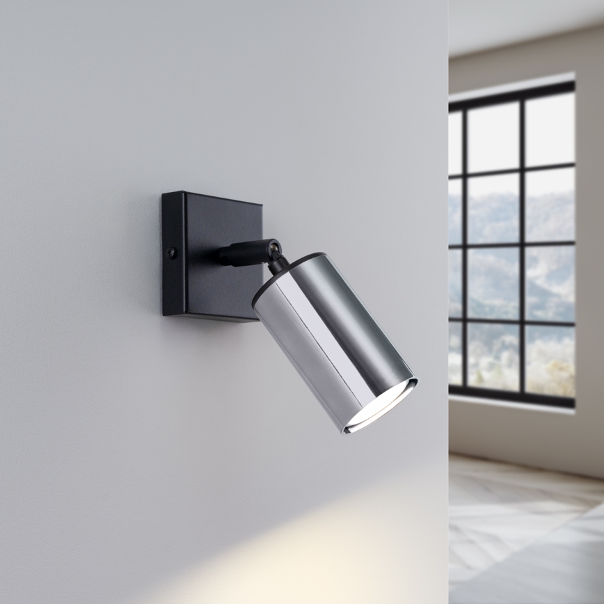 Foco de parede WINX 1xGU10/10W/230V preto/cromado brilhante