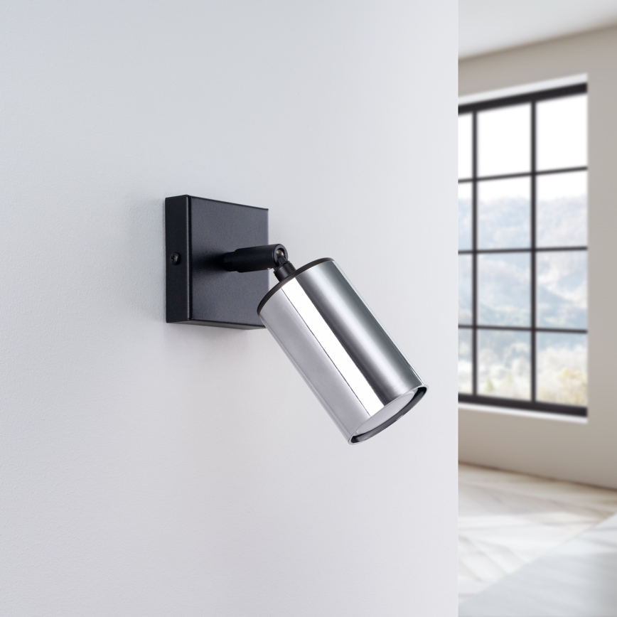 Foco de parede WINX 1xGU10/10W/230V preto/cromado brilhante