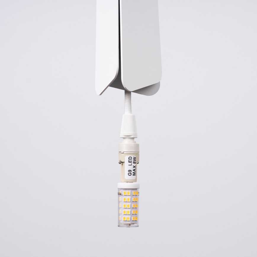 Candeeiro suspenso PRYSM 1xG9/8W/230V branco