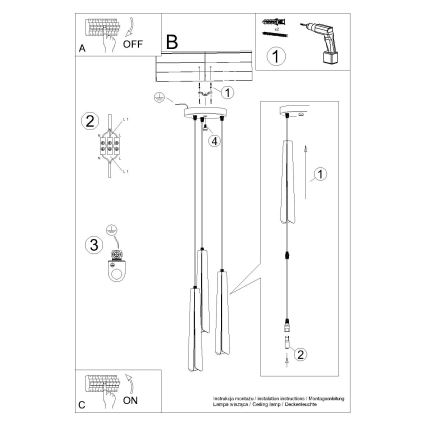 Candeeiro suspenso PRYSM 3xG9/8W/230V branco