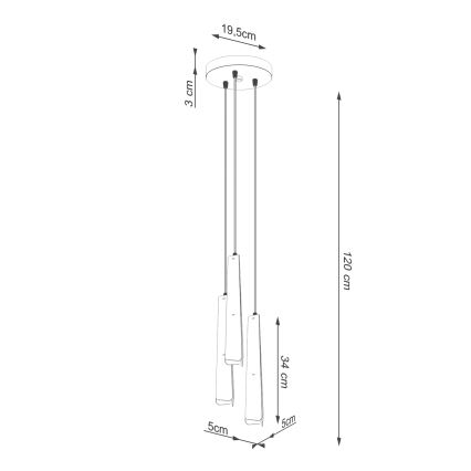 Candeeiro suspenso PRYSM 3xG9/8W/230V preto