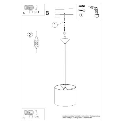 Candeeiro suspenso NOVA 1xE27/15W/230V diâmetro 30 cm branco