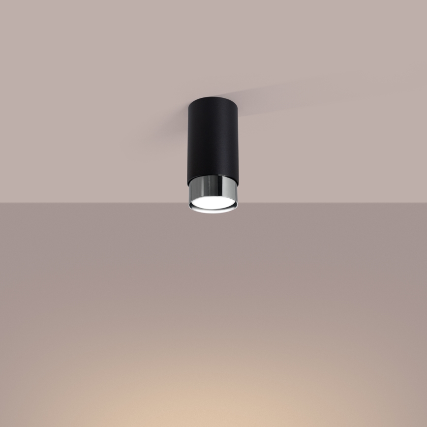 Foco NERO 1xGU10/10W/230V 12,5 cm preto/cromado brilhante