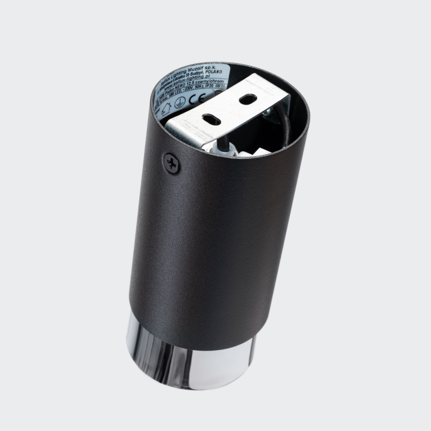 Foco NERO 1xGU10/10W/230V 12,5 cm preto/cromado brilhante