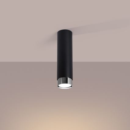 Foco NERO 1xGU10/10W/230V 22,5 cm preto/cromado brilhante