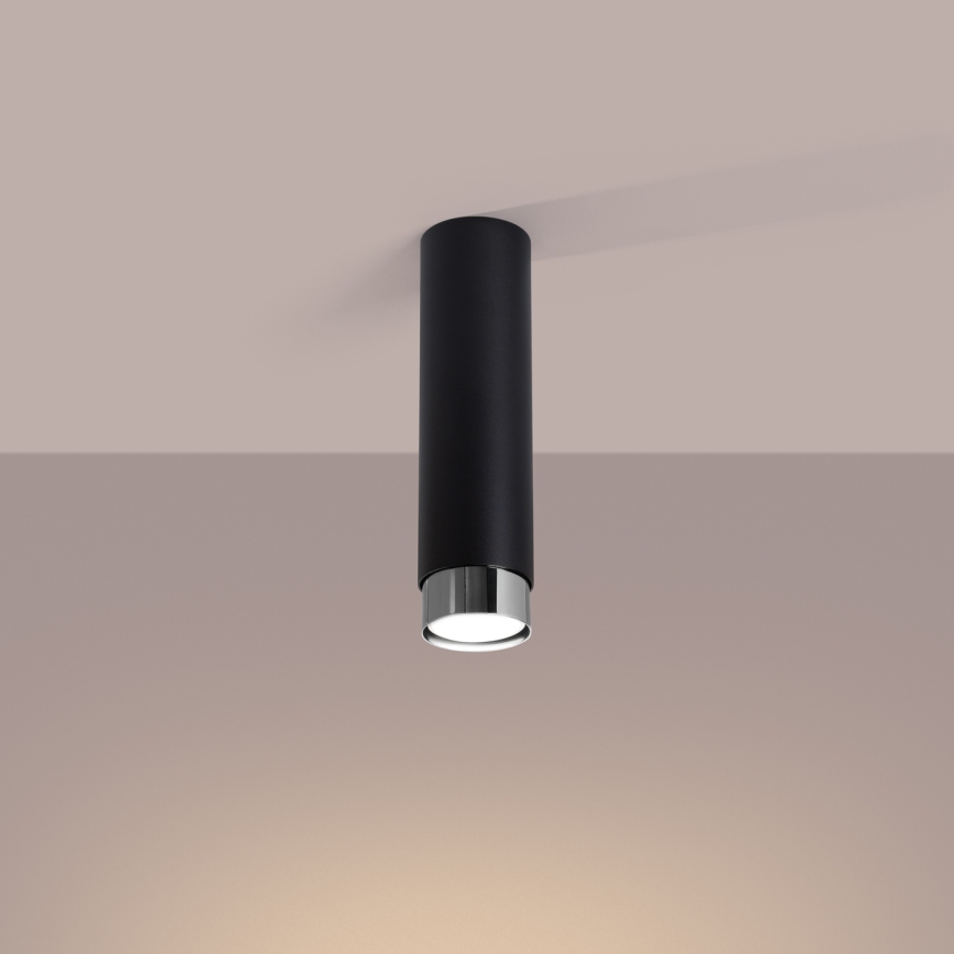 Foco NERO 1xGU10/10W/230V 22,5 cm preto/cromado brilhante