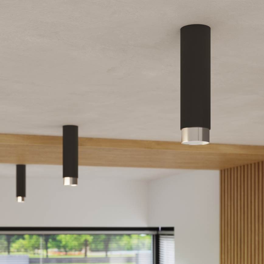 Foco NERO 1xGU10/10W/230V 22,5 cm preto/cromado brilhante