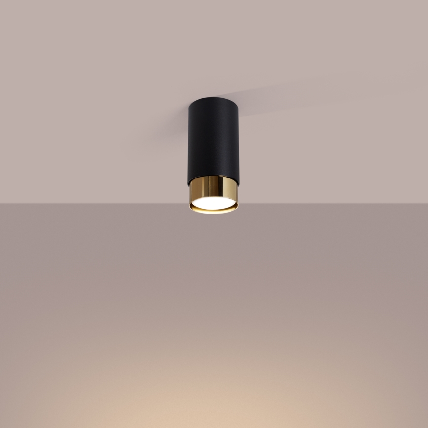 Foco NERO 1xGU10/10W/230V 12,5 cm preto/dourado