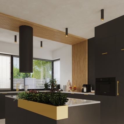 Foco NERO 1xGU10/10W/230V 12,5 cm preto/dourado