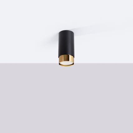 Foco NERO 1xGU10/10W/230V 12,5 cm preto/dourado
