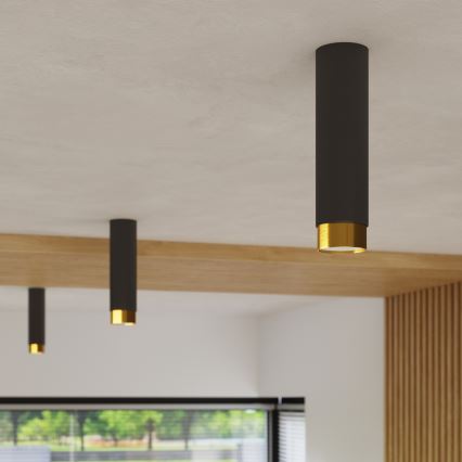 Foco NERO 1xGU10/10W/230V 22,5 cm preto/dourado
