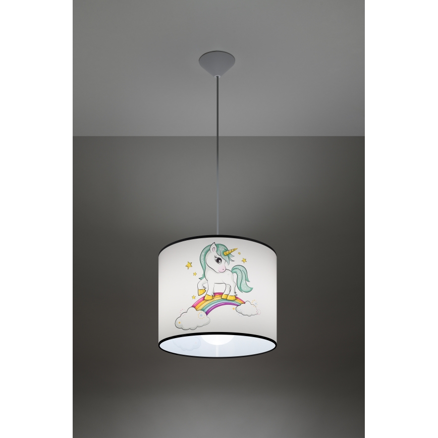 Candeeiro suspenso de criança UNICORN 1xE27/15W/230V diâmetro 30 cm unicórnio