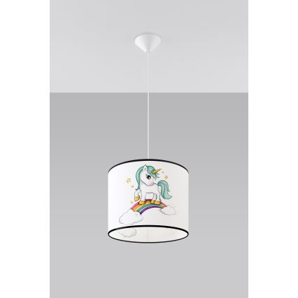 Candeeiro suspenso de criança UNICORN 1xE27/15W/230V diâmetro 30 cm unicórnio