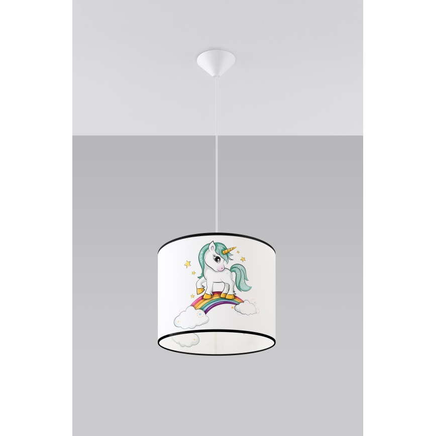 Candeeiro suspenso de criança UNICORN 1xE27/15W/230V diâmetro 30 cm unicórnio