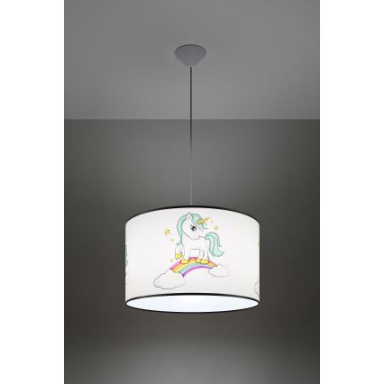 Candeeiro suspenso de criança UNICORN 1xE27/15W/230V diâmetro 40 cm unicórnio