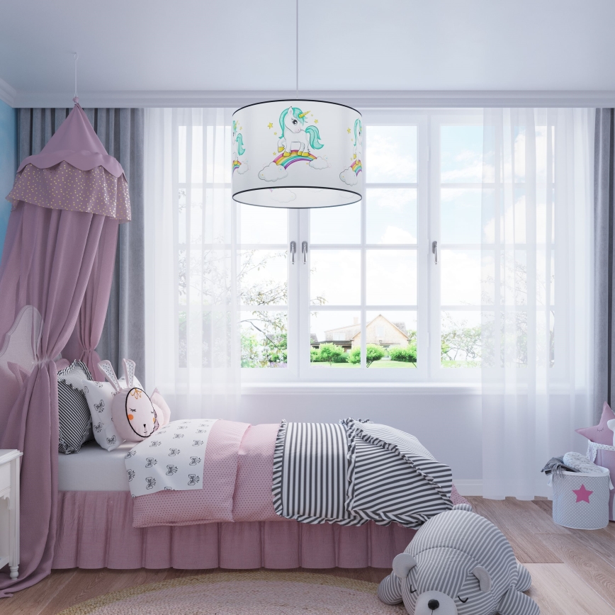 Candeeiro suspenso de criança UNICORN 1xE27/15W/230V diâmetro 40 cm unicórnio