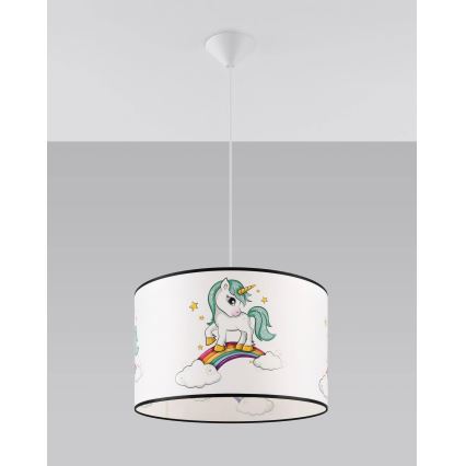 Candeeiro suspenso de criança UNICORN 1xE27/15W/230V diâmetro 40 cm unicórnio