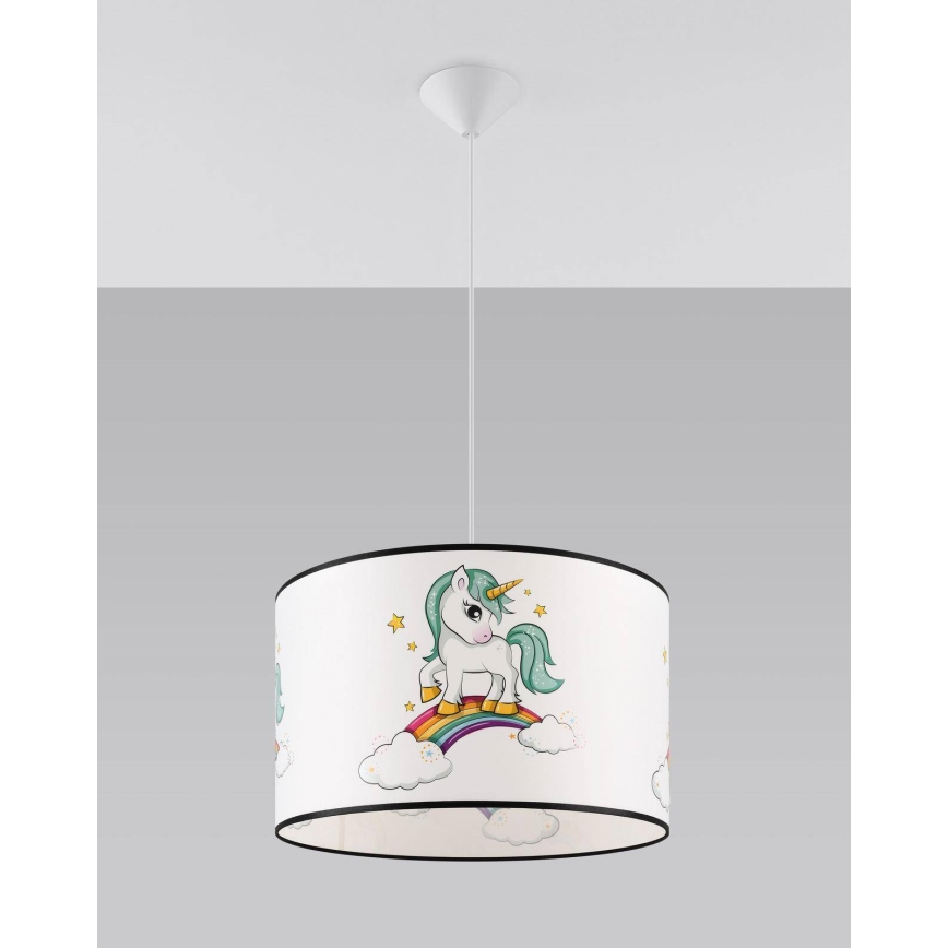 Candeeiro suspenso de criança UNICORN 1xE27/15W/230V diâmetro 40 cm unicórnio