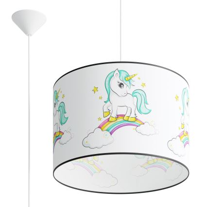 Candeeiro suspenso de criança UNICORN 1xE27/15W/230V diâmetro 40 cm unicórnio