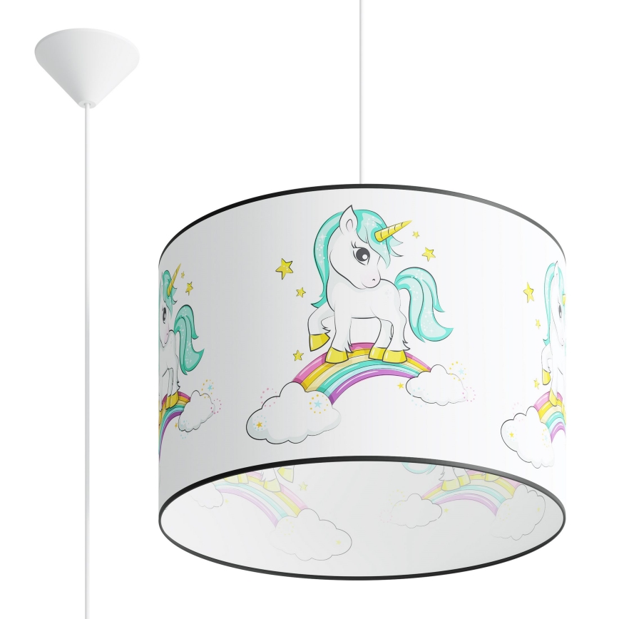 Candeeiro suspenso de criança UNICORN 1xE27/15W/230V diâmetro 40 cm unicórnio