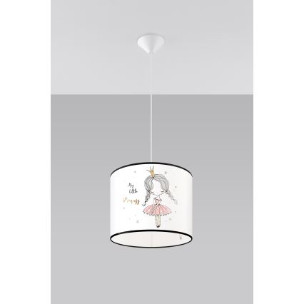 Candeeiro suspenso de criança PRINCESS 1xE27/15W/230V diâmetro 30 cm Princesa