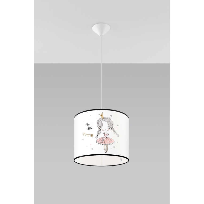Candeeiro suspenso de criança PRINCESS 1xE27/15W/230V diâmetro 30 cm Princesa