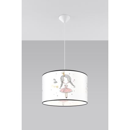 Candeeiro suspenso de criança PRINCESS 1xE27/15W/230V diâmetro 40 cm Princesa
