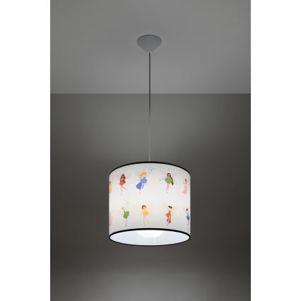 Candeeiro suspenso de criança FAIRY 1xE27/15W/230V diâmetro 30 cm fada
