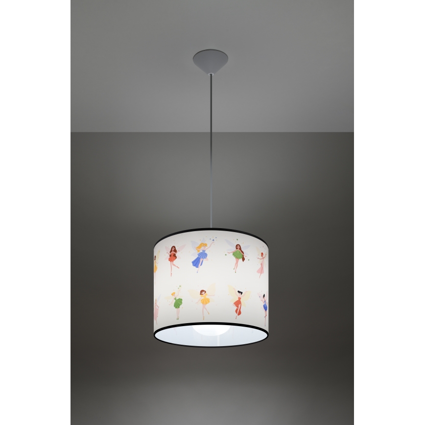 Candeeiro suspenso de criança FAIRY 1xE27/15W/230V diâmetro 30 cm fada