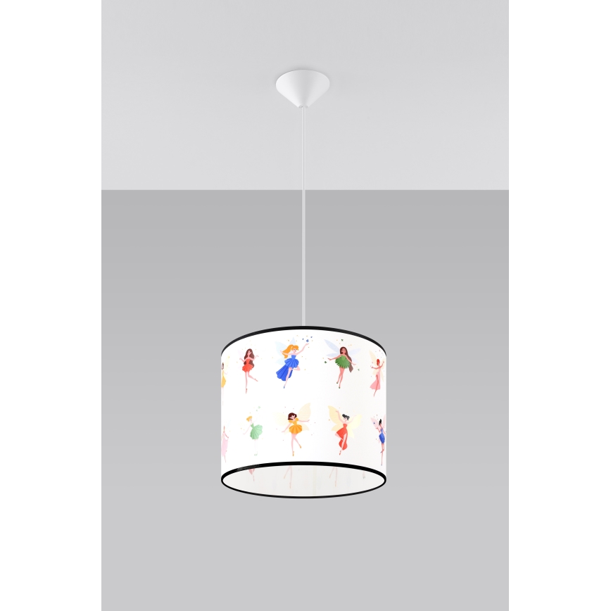 Candeeiro suspenso de criança FAIRY 1xE27/15W/230V diâmetro 30 cm fada