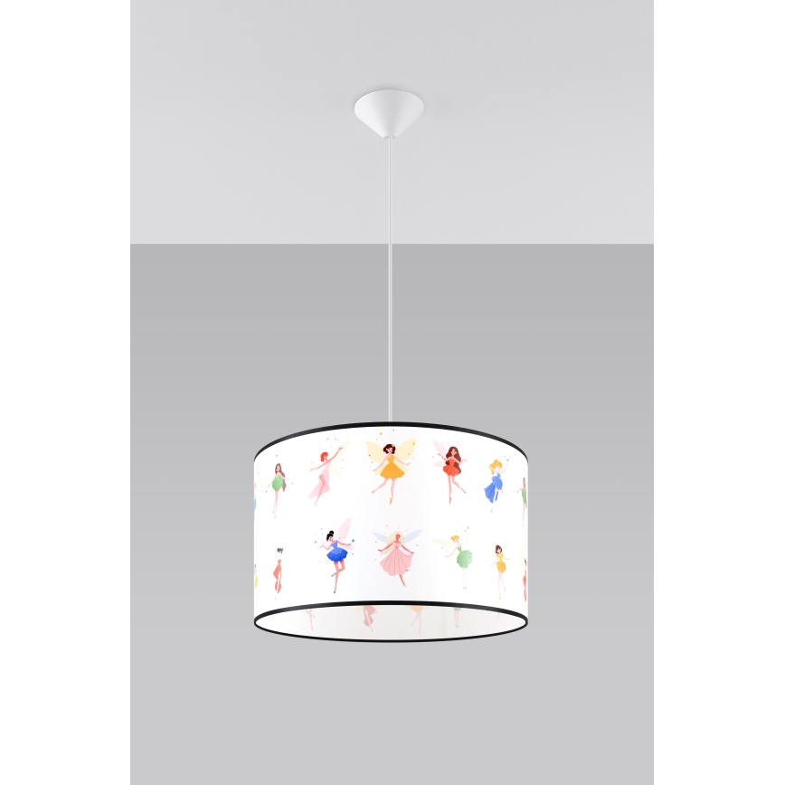 Candeeiro suspenso de criança FAIRY 1xE27/15W/230V diâmetro 40 cm fada