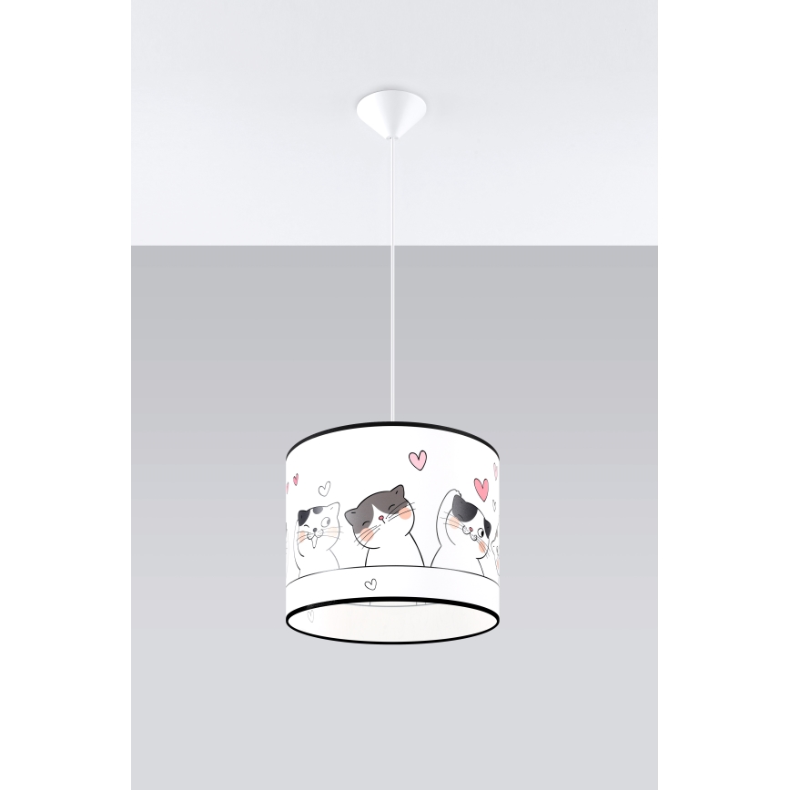 Candeeiro suspenso de criança CAT 1xE27/15W/230V diâmetro 30 cm gato