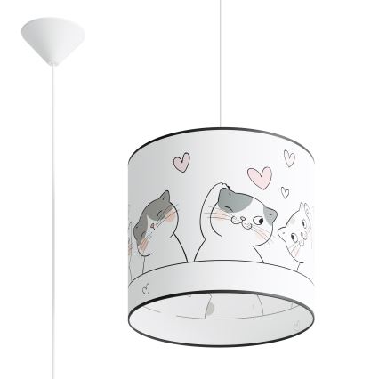 Candeeiro suspenso de criança CAT 1xE27/15W/230V diâmetro 30 cm gato