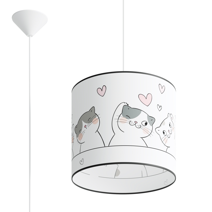 Candeeiro suspenso de criança CAT 1xE27/15W/230V diâmetro 30 cm gato